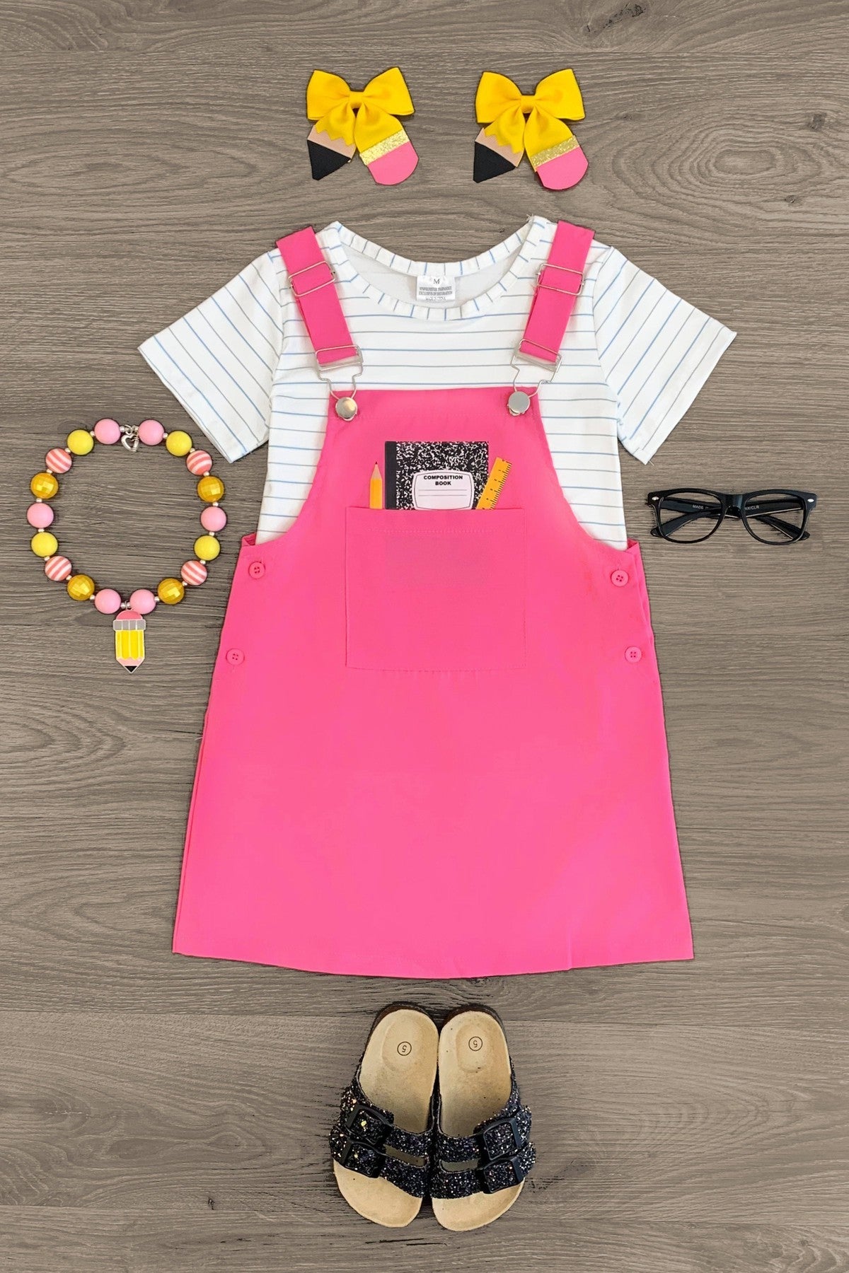 Hot Pink Notebook Jumper Dress Set - Sparkle in Pink