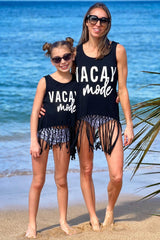 Mom & Me - "Vacay Mode" Black Tank Top - Sparkle in Pink