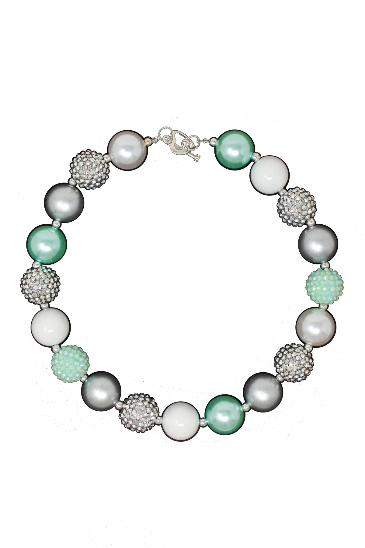 Mint Rhinestone Bubblegum Necklace - Sparkle in Pink
