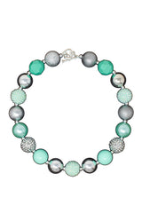 Mint & Silver Rhinestone Bubblegum Necklace - Sparkle in Pink