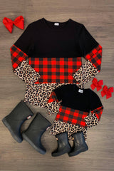 Mom & Me - Buffalo Plaid Cheetah Top - Sparkle in Pink
