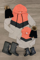 Mom & Me - Rust Stripe Hoodie - Sparkle in Pink