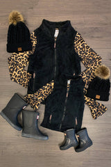 Mom & Me - Sherpa Vest - Black - Sparkle in Pink