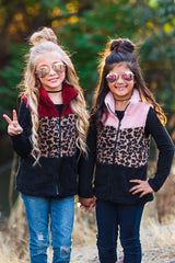 Mom & Me - Sherpa Vest Blush/Cheetah - Sparkle in Pink