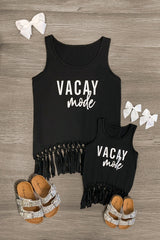 Mom & Me - "Vacay Mode" Black Tank Top - Sparkle in Pink