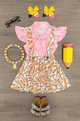 Pink Pencil Suspender Skirt Set - Sparkle in Pink