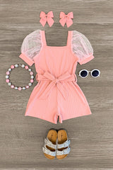 Polka Dot Tulle Puff Sleeve Romper - MANY COLORS! - Sparkle in Pink