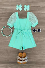 Polka Dot Tulle Puff Sleeve Romper - MANY COLORS! - Sparkle in Pink