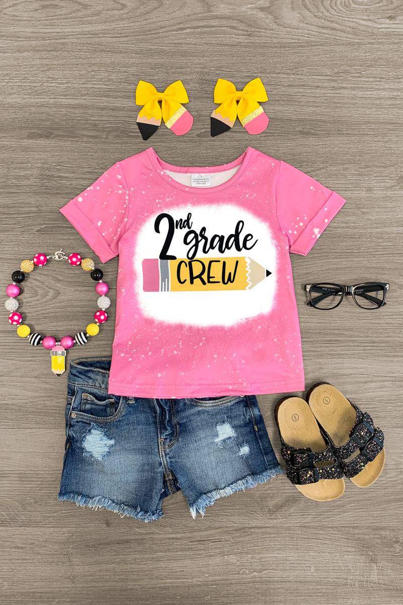 "Preschool - 2nd Grade Crew" Pink Top - Sparkle in Pink