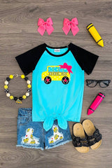 School Bus Denim Short Set - Sparkle in Pink