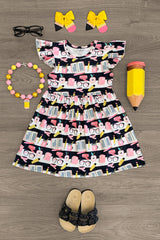 School Supplies Stripe Dress - Sparkle in Pink