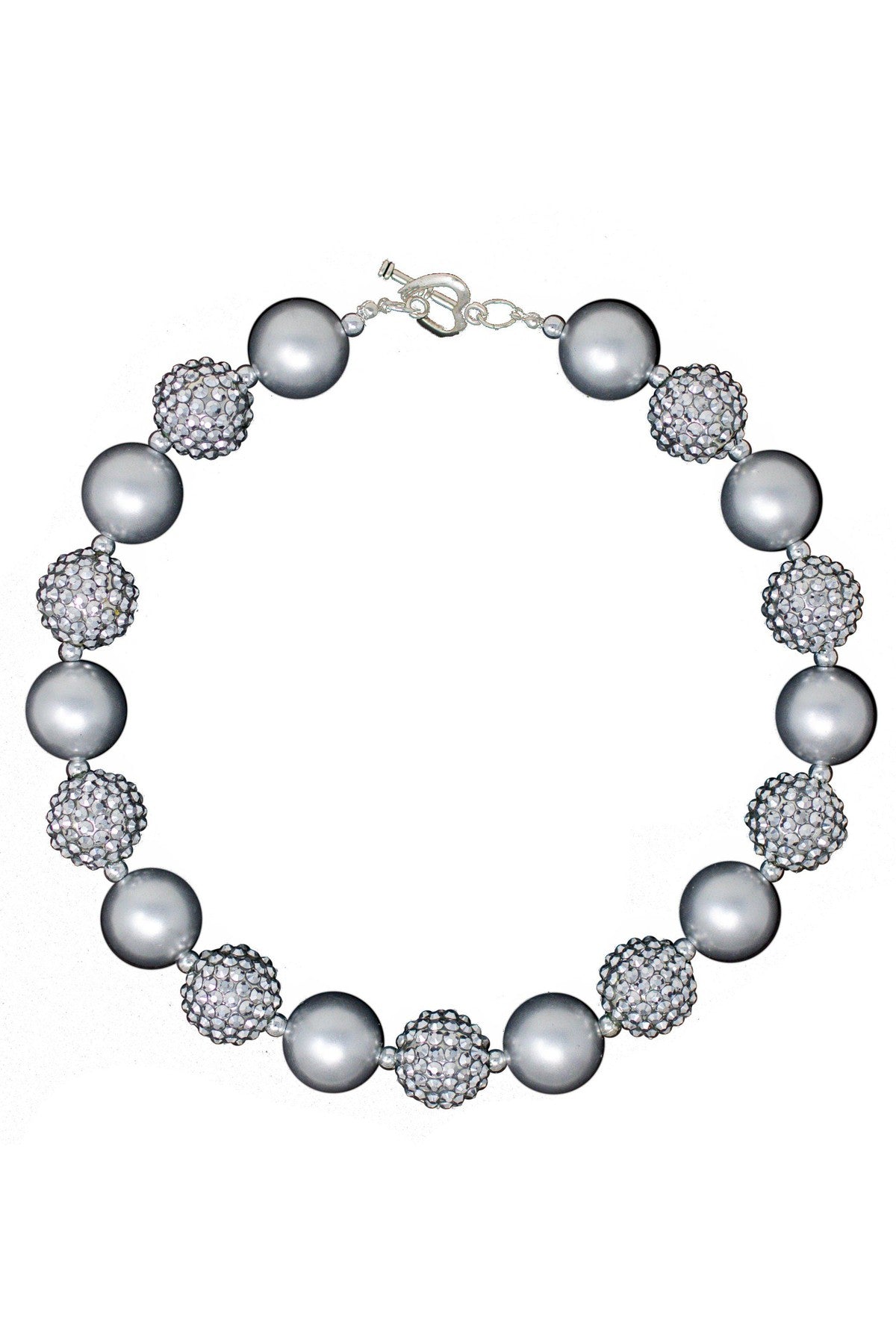 Silver Glitter Bubblegum Necklace - Sparkle in Pink