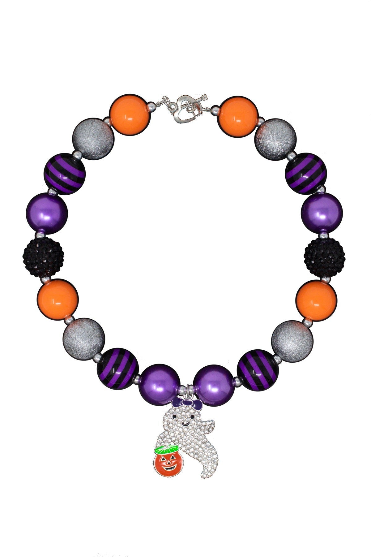 "Trick or Treat" Glitter Ghost Bubblegum Necklace - Sparkle in Pink