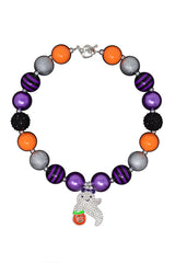 "Trick or Treat" Glitter Ghost Bubblegum Necklace - Sparkle in Pink