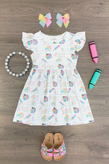 White & Rainbow Tie Dye School Dress - Sparkle in Pink