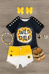 "Wild Child" Crochet Denim Short Set - Sparkle in Pink