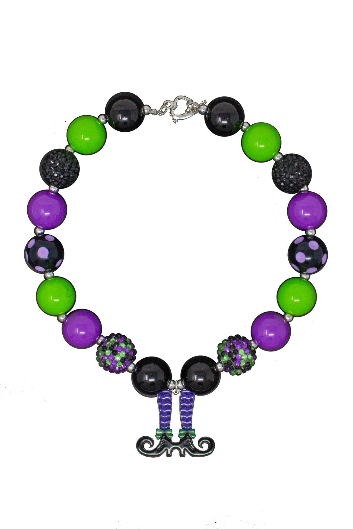 Witch Boots Halloween Bubblegum Necklace - Sparkle in Pink