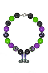 Witch Boots Halloween Bubblegum Necklace - Sparkle in Pink