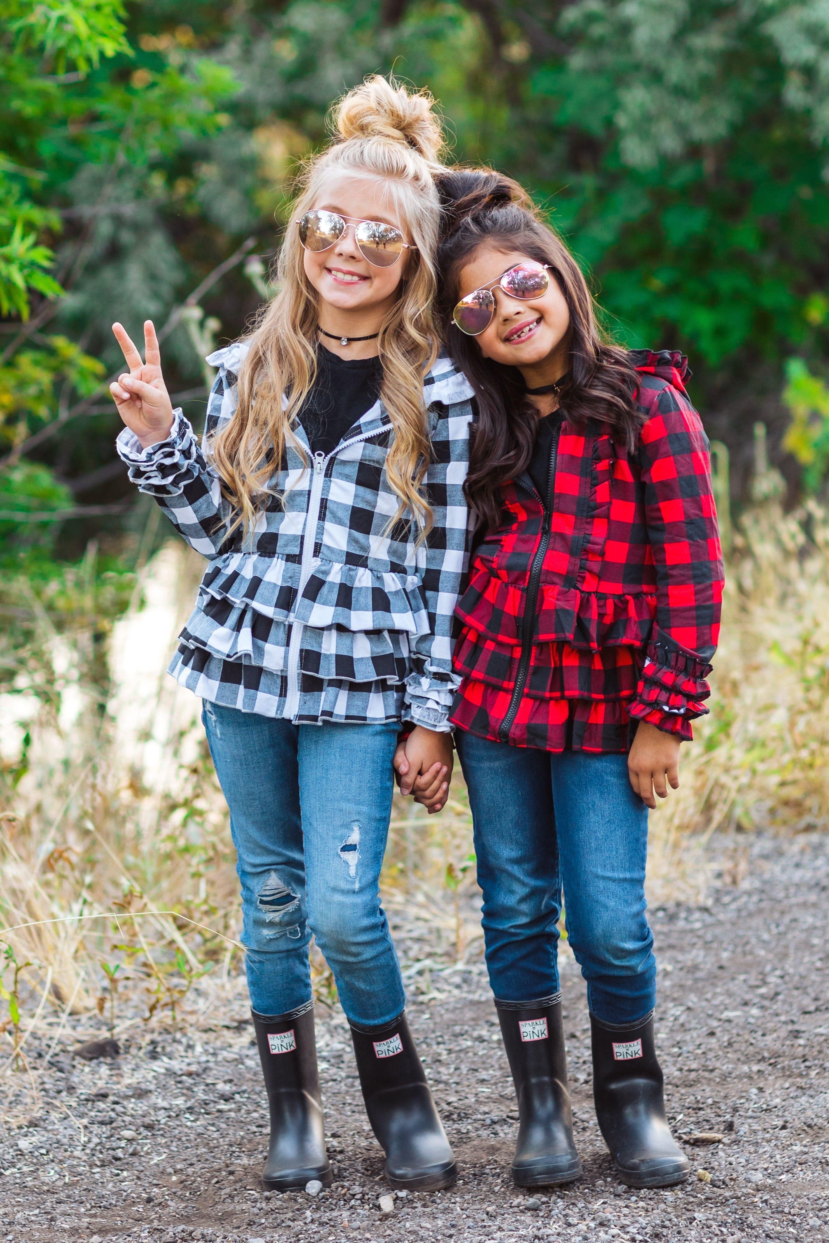 Zoey Plaid Ruffle Jacket - Many Colors! - Sparkle in Pink